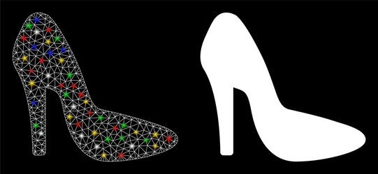 Flare mesh network lady shoe icon with spots vector