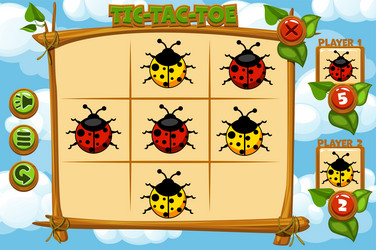 interface tic-tac-toe game ui with players-colored vector image