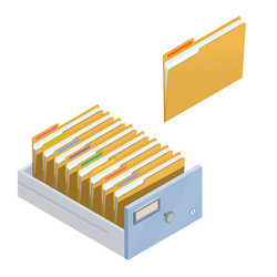 Opened Drawer with File Folders - Isometric vector image