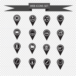 set of map pointer icons for website vector image