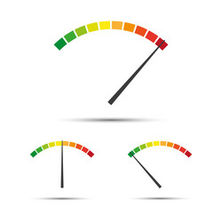 set of simple tachometers with indicators in red vector image