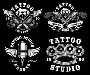 Vintage Tattoo Studio Emblems Vector Image