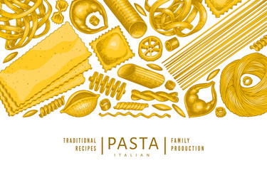 Italian food seamless border design with pasta Vector Image