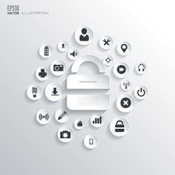 Lock icon flat abstract background with web icons vector