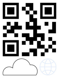qr code with cloud and globe elements representing vector image