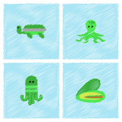 seabed stock collection in hatching style vector image