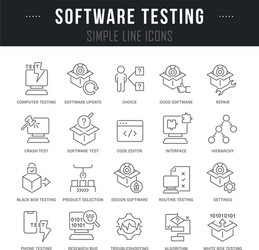set line icons software testing vector image