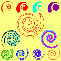 set of spirals and objects from commas vector image