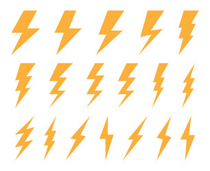 lightning bolt and thunder flash icons set vector image