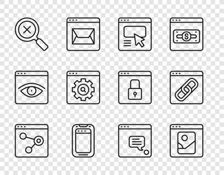 set line browser window photo retouching ui vector image