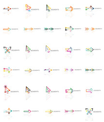 set of linear arrow icons thin line design vector