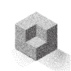 Dotwork halftone cube icon tattoo style vector