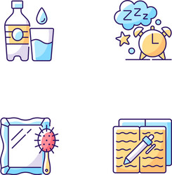 Daily schedule and routine rgb color icons set vector