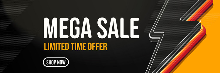 mega sale limited time offer flash banner vector