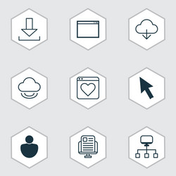 set of 9 internet icons includes program save vector image