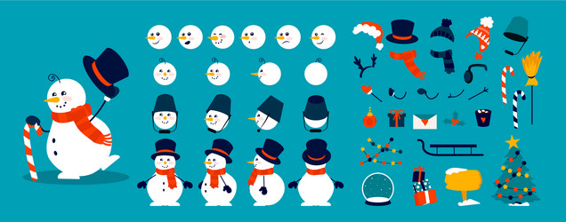 snowman animation kit christmas construction vector