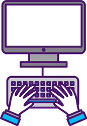 user with esktop isolated icon vector image