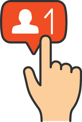 new follower button click color icon vector image