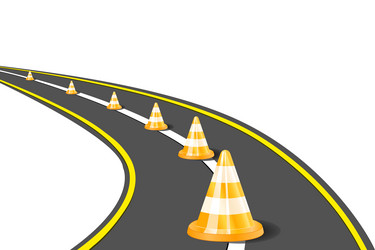 Orange road cones on highway vector