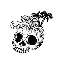 Skull Wave Summer Element Vector Image