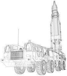 army tractor with a rocket medium range ballistic vector