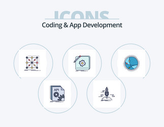 coding and app development line filled icon pack vector image