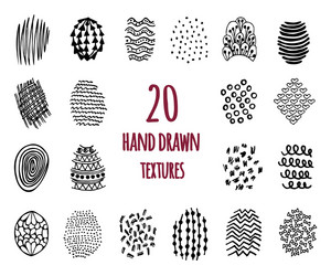 Set 20 hand drawn textures vector