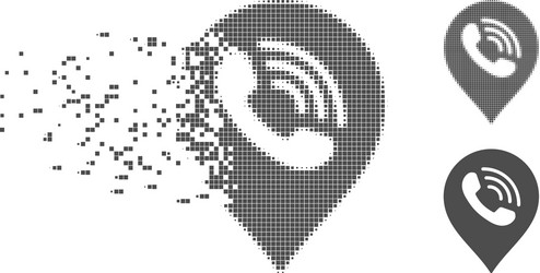 dissolved pixel halftone phone call marker icon vector image