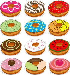 Set of colored donuts with icing Royalty Free Vector Image