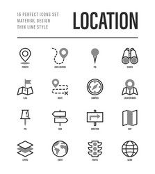 location and navigation set pointer pin folded vector image