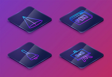 set isometric line graph schedule chart diagram vector image