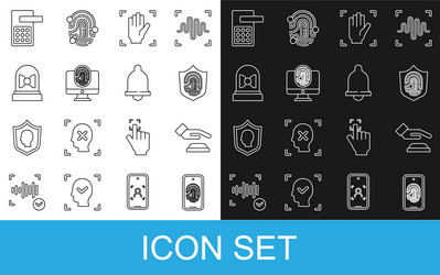 set line mobile with fingerprint scan palm vector image