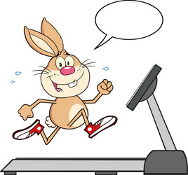 smiling rabbit cartoon character running vector