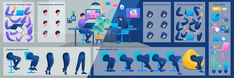 stylized character hacker breaks vector image