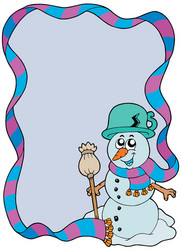 Winter Snowman Frame Vector Image