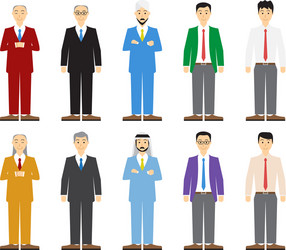 Set of old and young business man in flat style vector