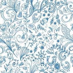 doodle floral seamless card vector