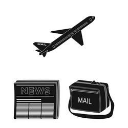 mail and postman black icons in set collection vector image