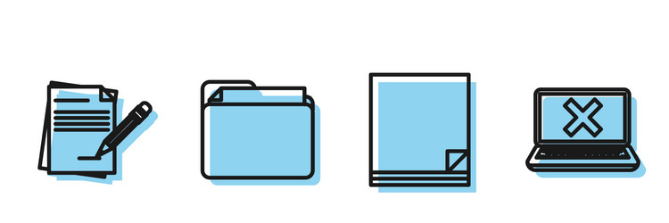 set line file document blank notebook and pencil vector image