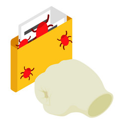 web hacking icon isometric bug attack vector image