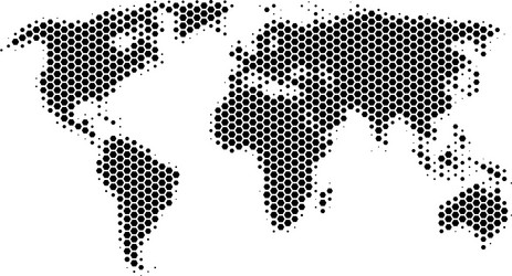 Hexagonal World Map Dot Pattern vector image