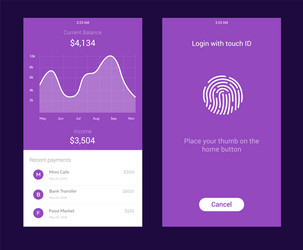 id application with icon of fingerprint and graph vector image