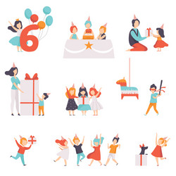 Kids Birthday Celebration Set Vector Image