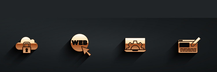 set cloud computing lock web and graphic design vector image