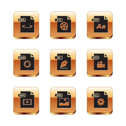 set xml file document mp4 jpg ai raw otf dll vector image