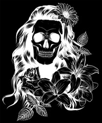 white silhouette of color tattoo woman Vector Image