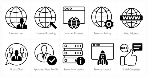 a set of 10 seo icons as internet user vector image