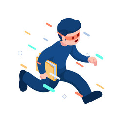 Isometric hacker or thief stealing folder vector