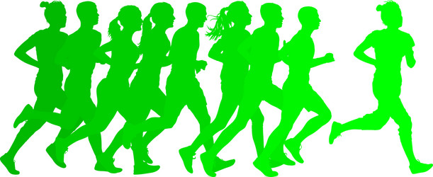 Silhouettes of Runners Sprinting Vector Image