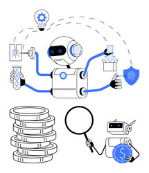 advanced robot multitasking with innovation vector image